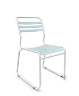 Schaffner Säntis Chaise luge à lattes Bleu Pastel 51 Blanc 90 