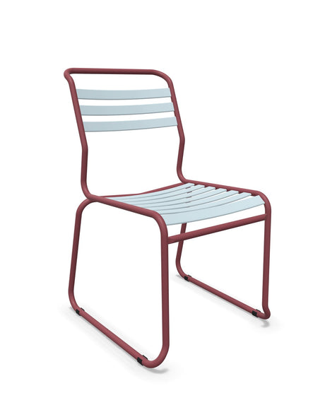 Schaffner Säntis Chaise luge à lattes Bleu Pastel 51 Bordeaux 38 