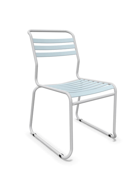 Schaffner Säntis Chaise luge à lattes Bleu Pastel 51 Gris Argent 78 