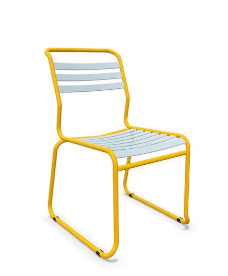 Schaffner Säntis Chaise luge à lattes Bleu Pastel 51 Jaune 11 