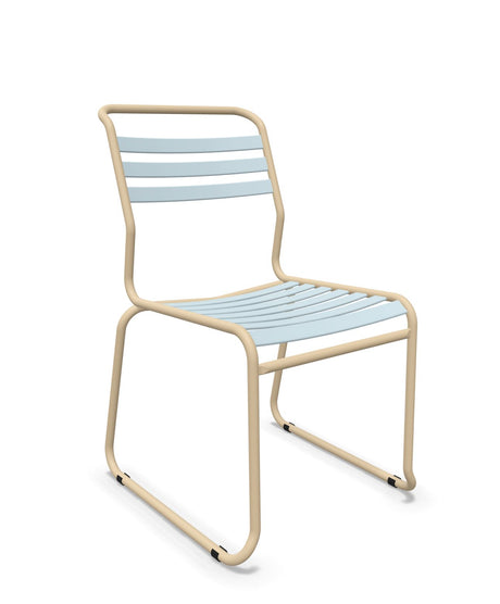 Schaffner Säntis Chaise luge à lattes Bleu Pastel 51 Marron Pastel 83 