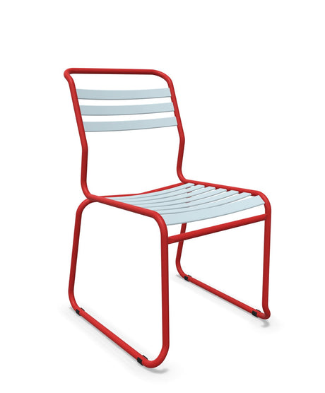 Schaffner Säntis Chaise luge à lattes Bleu Pastel 51 Rouge 30 