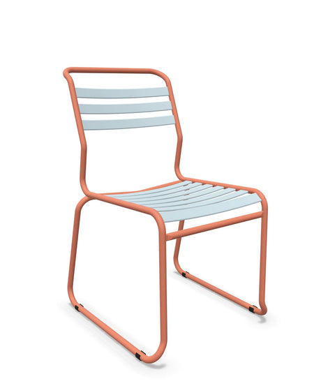 Schaffner Säntis Chaise luge à lattes Bleu Pastel 51 Terracotta 84 