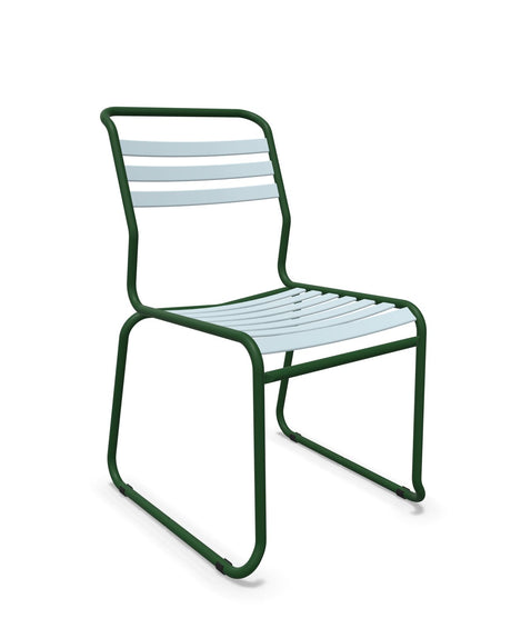 Schaffner Säntis Chaise luge à lattes Bleu Pastel 51 Vert Sapin 66 
