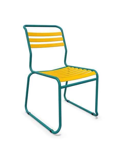 Schaffner Säntis Chaise luge à lattes Jaune 11 Bleu Kali 56 