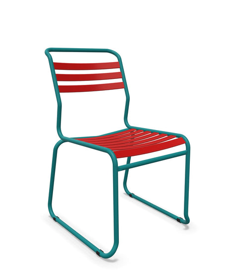 Schaffner Säntis Chaise luge à lattes Rouge 30 Bleu Kali 56 