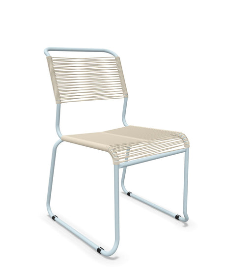 Schaffner Säntis Chaise luge Spaghetti Sable pastel 15 Bleu Pastel 51 
