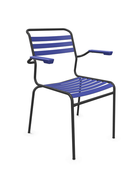 Schaffner Säntis Fauteuil à lattes Bleu 53 Anthracite 77 