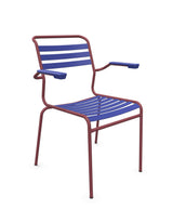 Schaffner Säntis Fauteuil à lattes Bleu 53 Bordeaux 38 