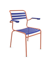 Schaffner Säntis Fauteuil à lattes Bleu 53 Terracotta 84 
