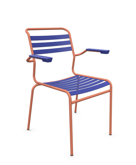Schaffner Säntis Fauteuil à lattes Bleu 53 Terracotta 84 