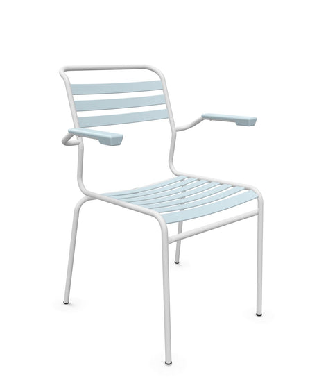 Schaffner Säntis Fauteuil à lattes Bleu Pastel 51 Blanc 90 