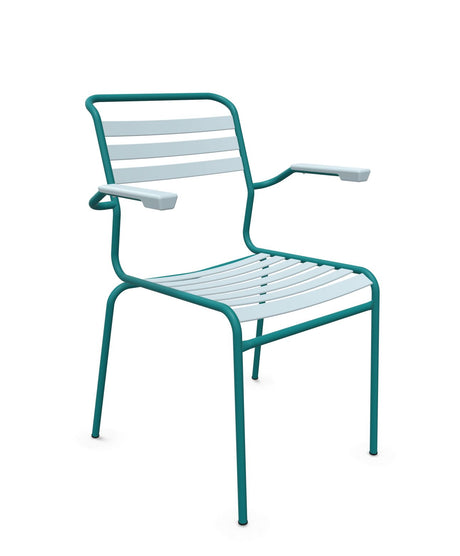 Schaffner Säntis Fauteuil à lattes Bleu Pastel 51 Bleu Kali 56 