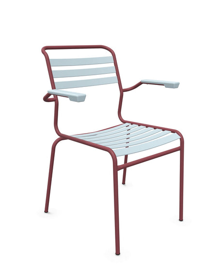 Schaffner Säntis Fauteuil à lattes Bleu Pastel 51 Bordeaux 38 