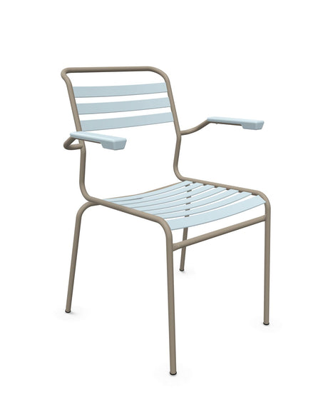 Schaffner Säntis Fauteuil à lattes Bleu Pastel 51 Champagne 85 