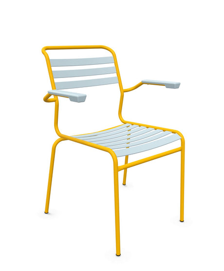 Schaffner Säntis Fauteuil à lattes Bleu Pastel 51 Jaune 11 