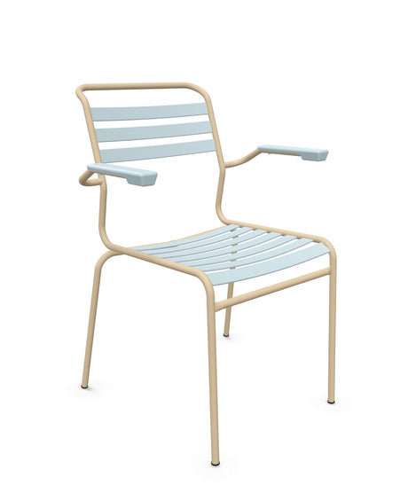 Schaffner Säntis Fauteuil à lattes Bleu Pastel 51 Marron Pastel 83 