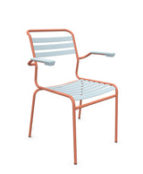 Schaffner Säntis Fauteuil à lattes Bleu Pastel 51 Terracotta 84 