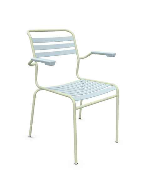 Schaffner Säntis Fauteuil à lattes Bleu Pastel 51 Vert Pastel 64 