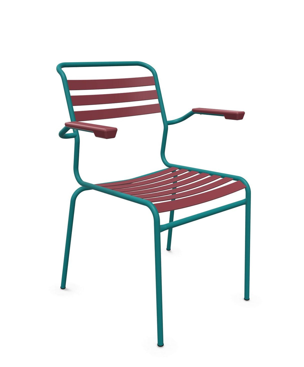 Schaffner Säntis Fauteuil à lattes Bordeaux 38 Bleu Kali 56 