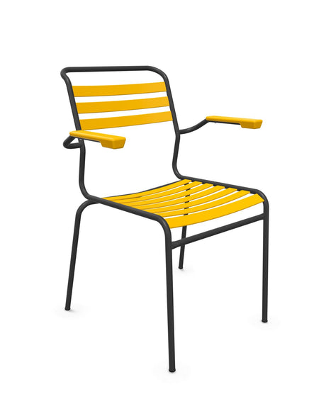 Schaffner Säntis Fauteuil à lattes Jaune 11 Anthracite 77 