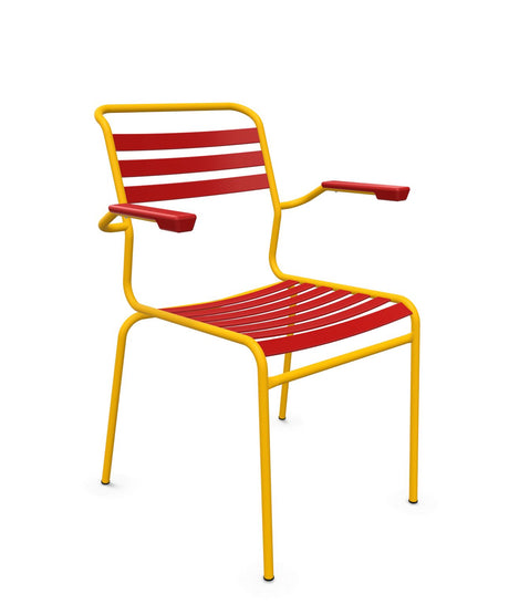 Schaffner Säntis Fauteuil à lattes Rouge 30 Jaune 11 