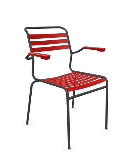 Schaffner Säntis Fauteuil à lattes Rouge 30 Noir 91 