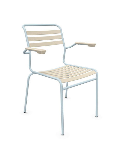 Schaffner Säntis Fauteuil à lattes Sable Pastel 15 Bleu Pastel 51 