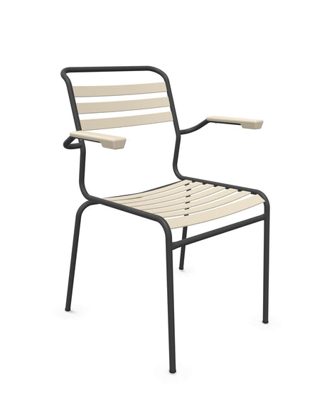 Schaffner Säntis Fauteuil à lattes Sable Pastel 15 Noir 91 