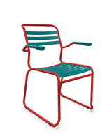 Schaffner Säntis Fauteuil Repas luge Lattes Bleu Kali 56 Rouge 30 