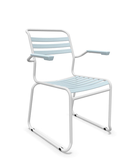 Schaffner Säntis Fauteuil Repas luge Lattes Bleu Pastel 51 Blanc 90 