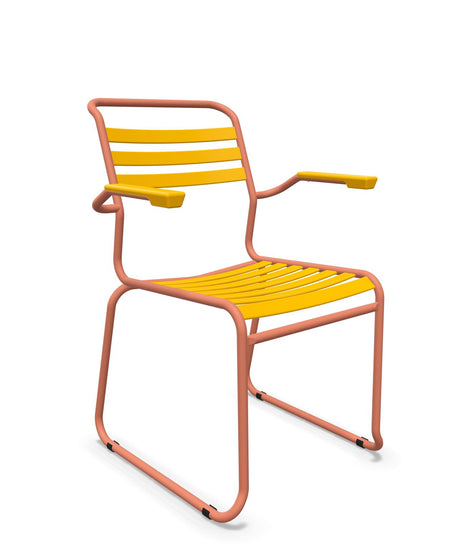 Schaffner Säntis Fauteuil Repas luge Lattes Jaune 11 Terracotta 84 
