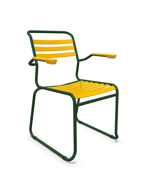 Schaffner Säntis Fauteuil Repas luge Lattes Jaune 11 Vert Sapin 66 