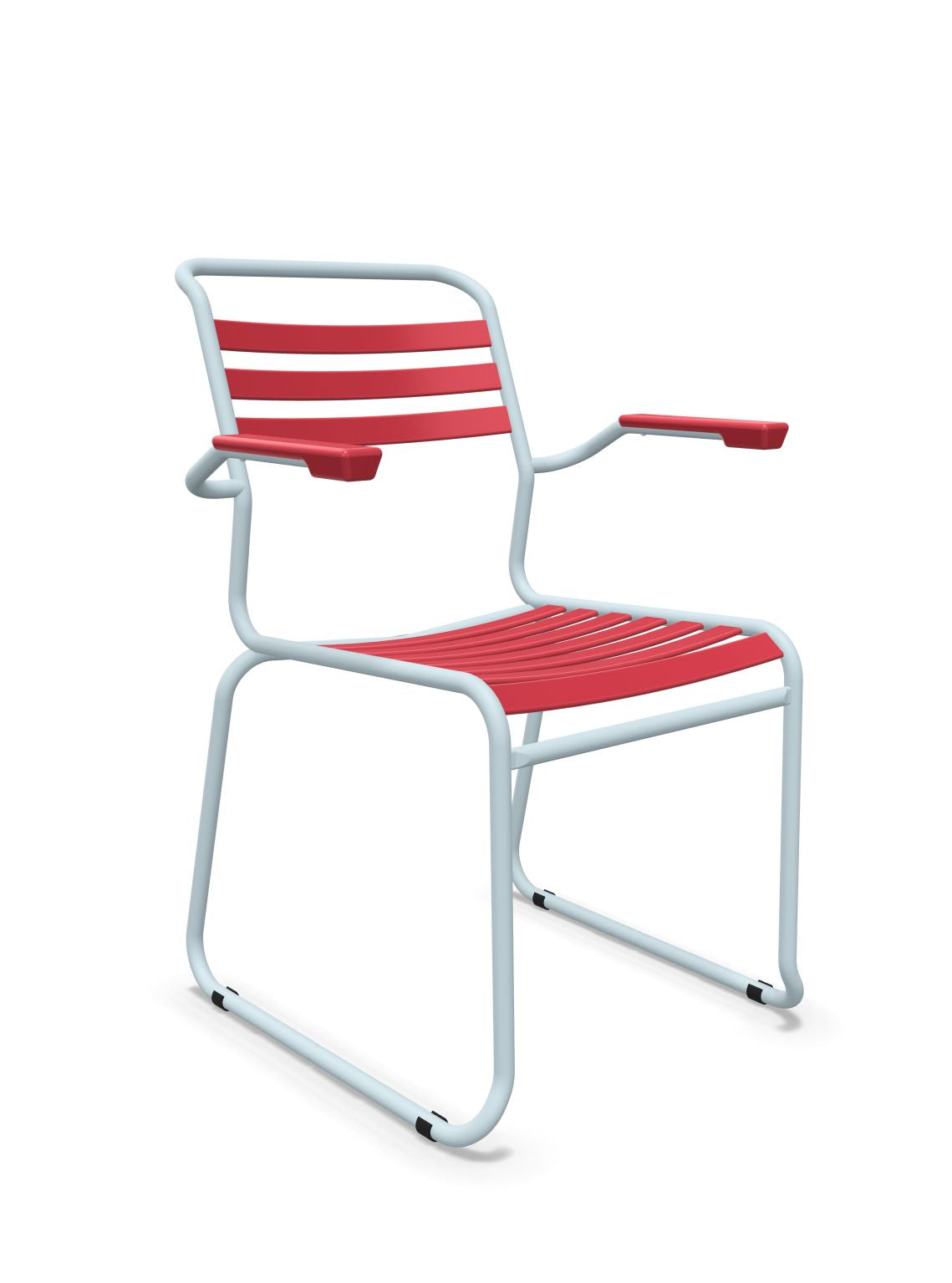 Schaffner Säntis Fauteuil Repas luge Lattes Rouge Érable 33 Bleu Pastel 51 