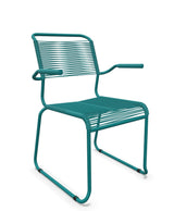 Schaffner Säntis Fauteuil repas Spaghetti pieds en luge Bleu Kali 56 Bleu Kali 56 