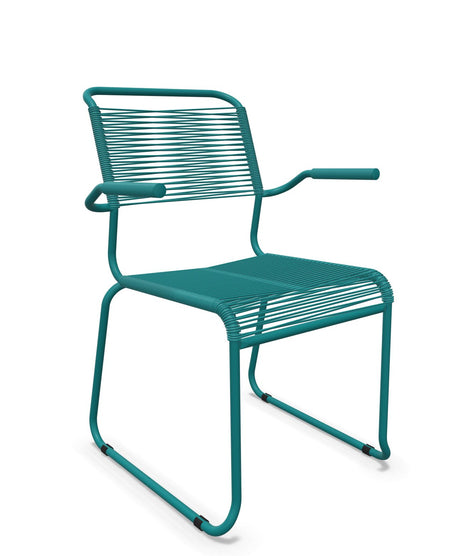 Schaffner Säntis Fauteuil repas Spaghetti pieds en luge Bleu Kali 56 Bleu Kali 56 