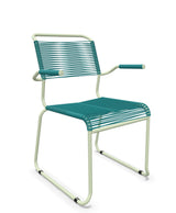 Schaffner Säntis Fauteuil repas Spaghetti pieds en luge Bleu Kali 56 Vert Pastel 64 