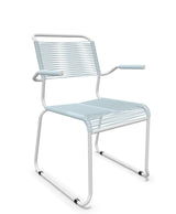 Schaffner Säntis Fauteuil repas Spaghetti pieds en luge Bleu Pastel 51 Blanc 90 