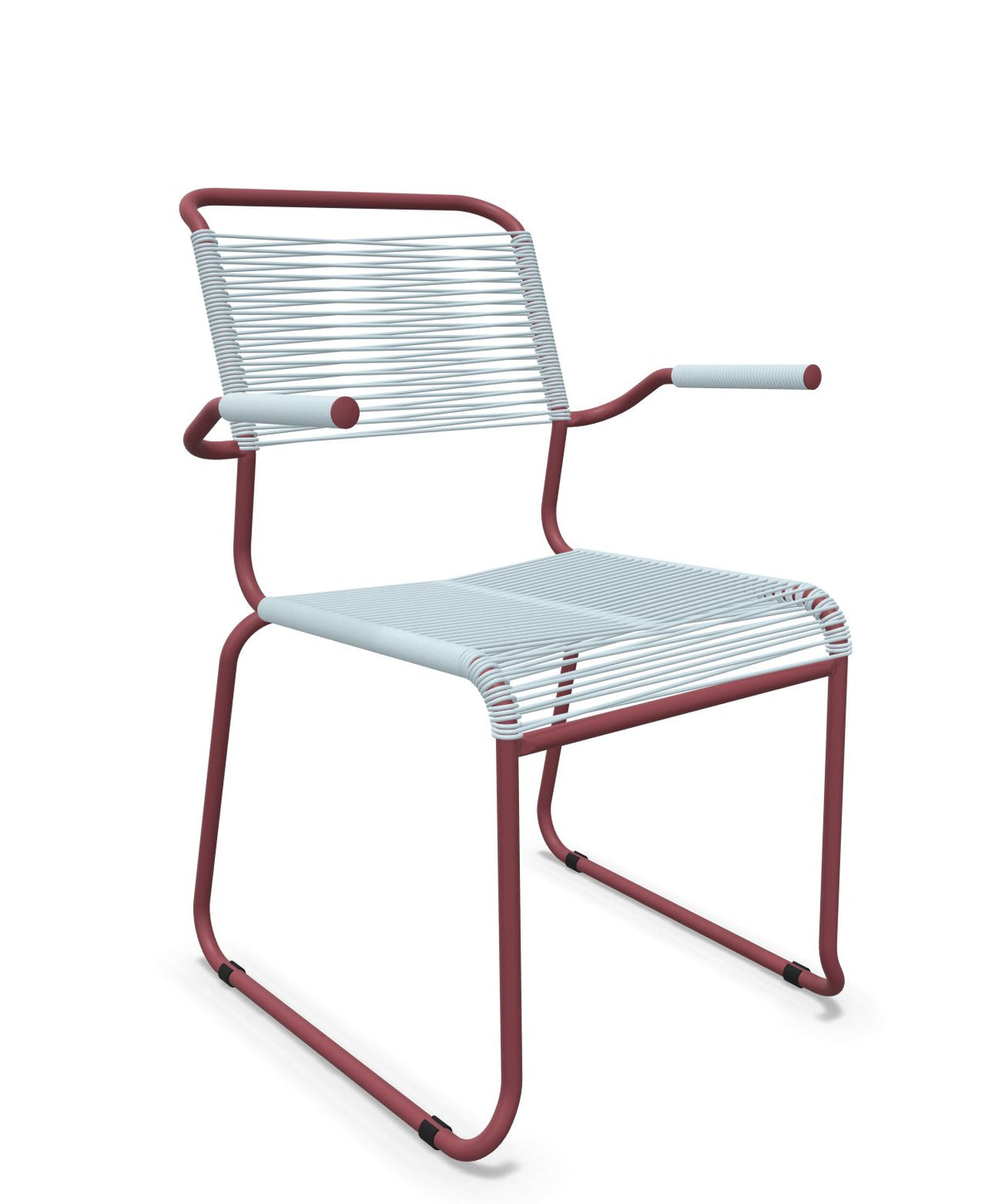 Schaffner Säntis Fauteuil repas Spaghetti pieds en luge Bleu Pastel 51 Bordeaux 38 