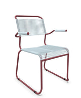 Schaffner Säntis Fauteuil repas Spaghetti pieds en luge Bleu Pastel 51 Bordeaux 38 