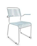 Schaffner Säntis Fauteuil repas Spaghetti pieds en luge Bleu Pastel 51 Gris Argent 78 