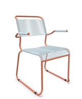 Schaffner Säntis Fauteuil repas Spaghetti pieds en luge Bleu Pastel 51 Terracotta 84 