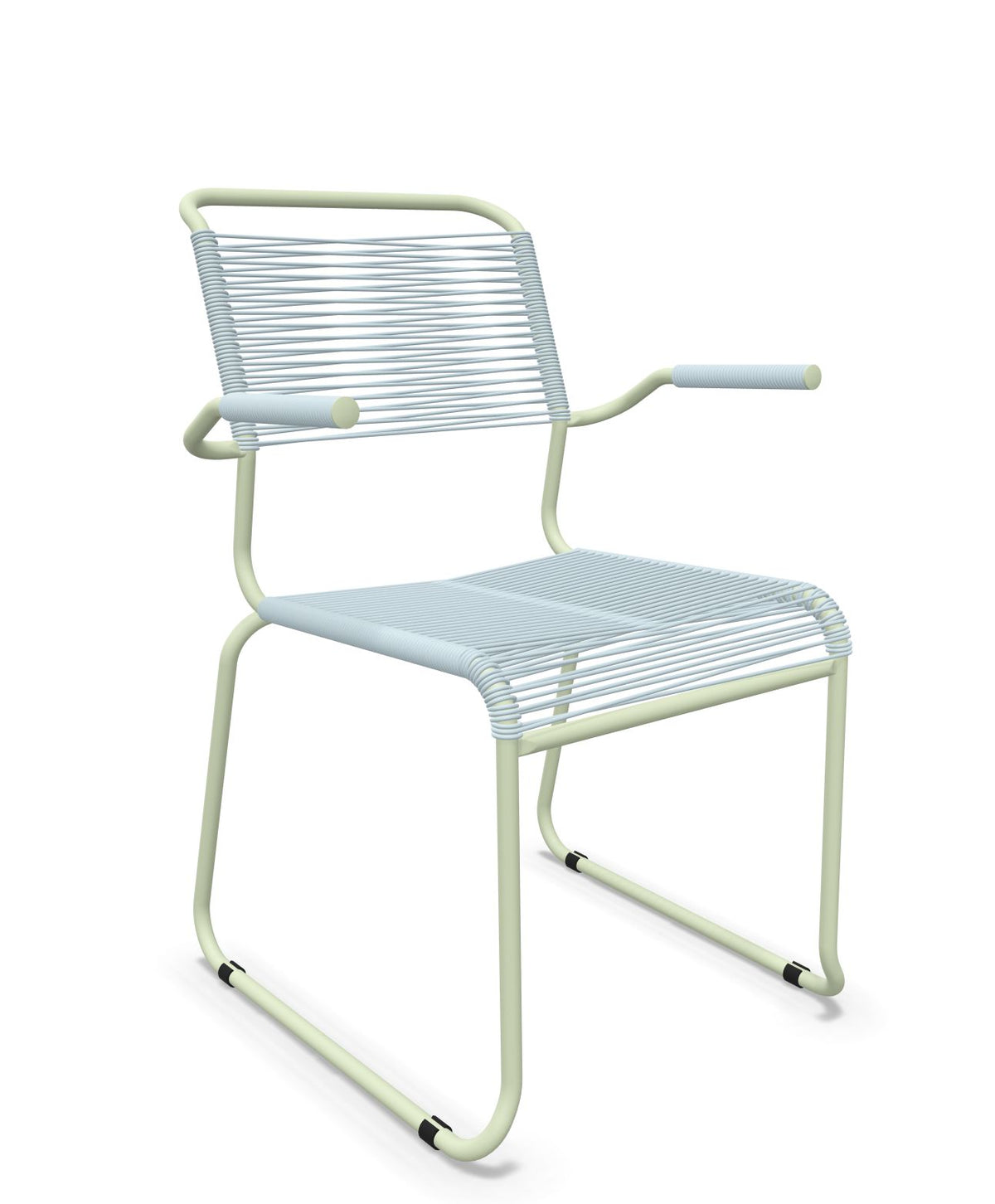 Schaffner Säntis Fauteuil repas Spaghetti pieds en luge Bleu Pastel 51 Vert Pastel 64 