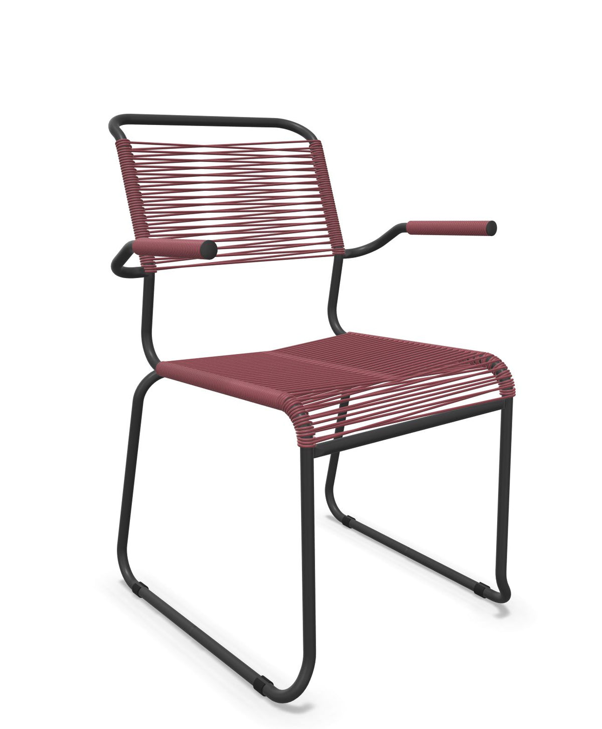 Schaffner Säntis Fauteuil repas Spaghetti pieds en luge Bordeaux 38 Anthracite 77 
