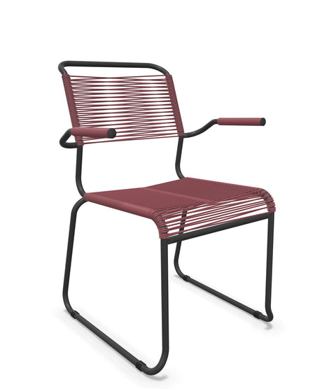 Schaffner Säntis Fauteuil repas Spaghetti pieds en luge Bordeaux 38 Anthracite 77 