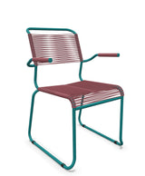 Schaffner Säntis Fauteuil repas Spaghetti pieds en luge Bordeaux 38 Bleu Kali 56 
