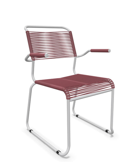 Schaffner Säntis Fauteuil repas Spaghetti pieds en luge Bordeaux 38 Gris Argent 78 