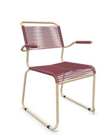 Schaffner Säntis Fauteuil repas Spaghetti pieds en luge Bordeaux 38 Marron Pastel 83 