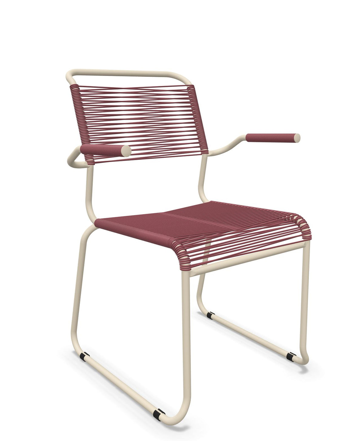 Schaffner Säntis Fauteuil repas Spaghetti pieds en luge Bordeaux 38 Sable Pastel 15 