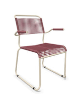 Schaffner Säntis Fauteuil repas Spaghetti pieds en luge Bordeaux 38 Sable Pastel 15 